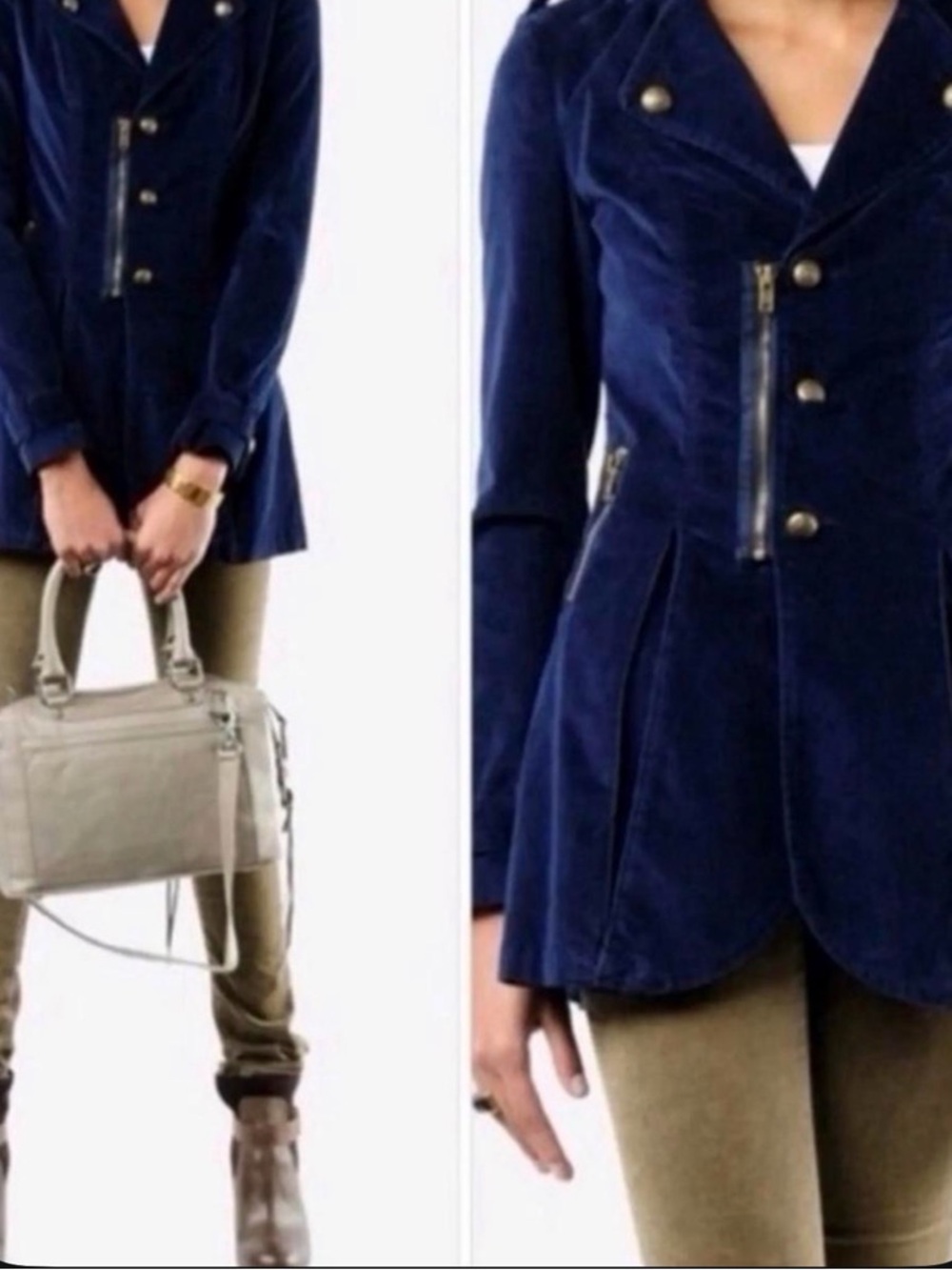 Vintage Free People Navy Velvet Jacket
